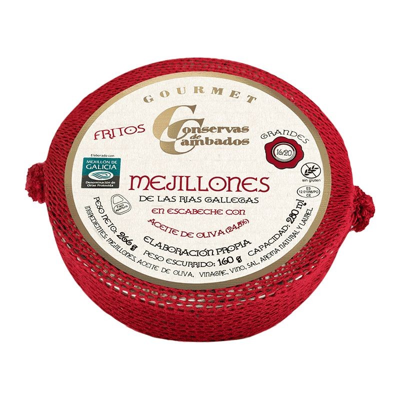 Mejillones de las rías gallegas en escabeche 16/20