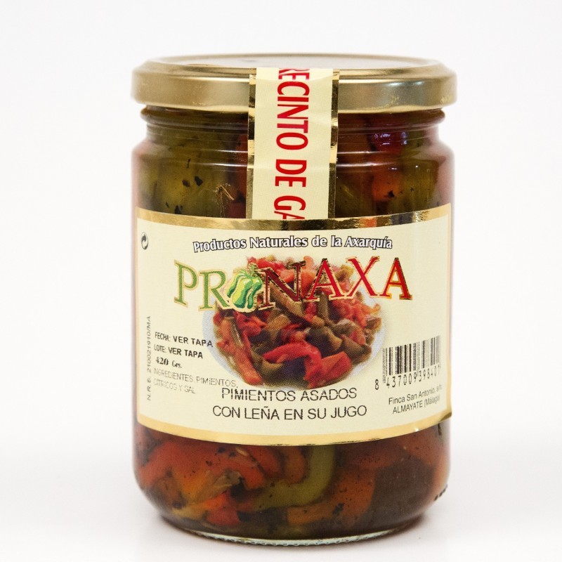 Frasco de Pimientos asados con leña en su jugo en conserva