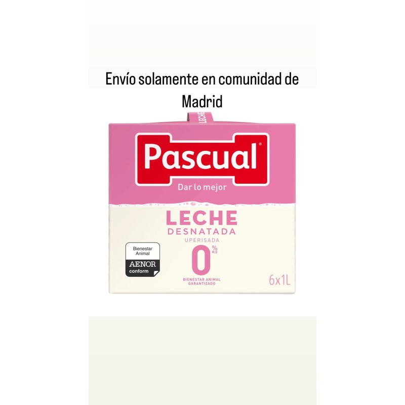 Leche Pascual desnatada pack 6 X 1L (solamente envíos en comunidad de madrid) Leche Pascual desnatada pack 6 X 1L (solamente envíos en comunidad de madrid)