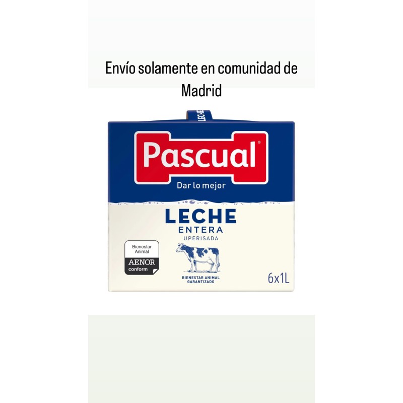 Leche Pascual entera 6 uds X 1L (solamente envíos en comunidad de madrid)