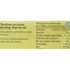 Sardinas en aceite de oliva calvo bajo en sal