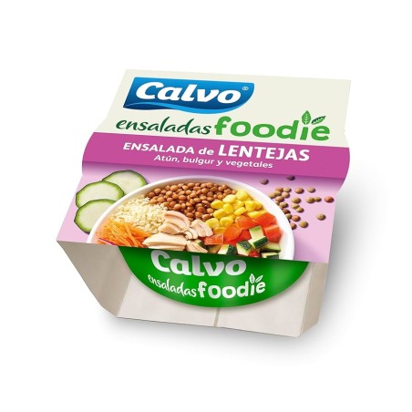 Ensaladas foodie de lentejas, atún, bulgur y vegetales