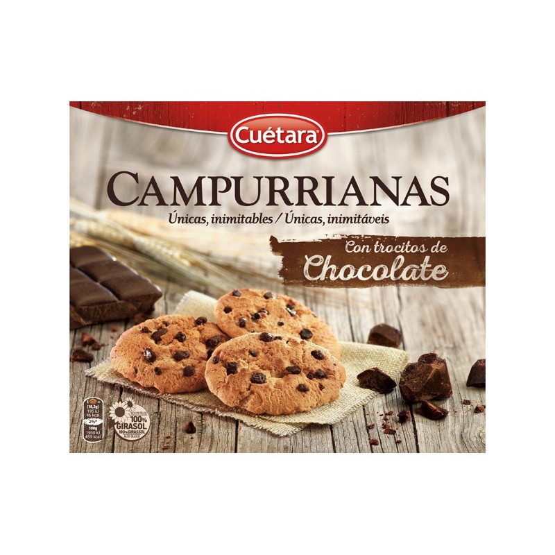 Campurrianas Choco Cuétara 450 g – Galletas crujientes con trocitos de chocolate