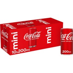 Pack 10 Mini Latas de Coca Cola Sabor Original.