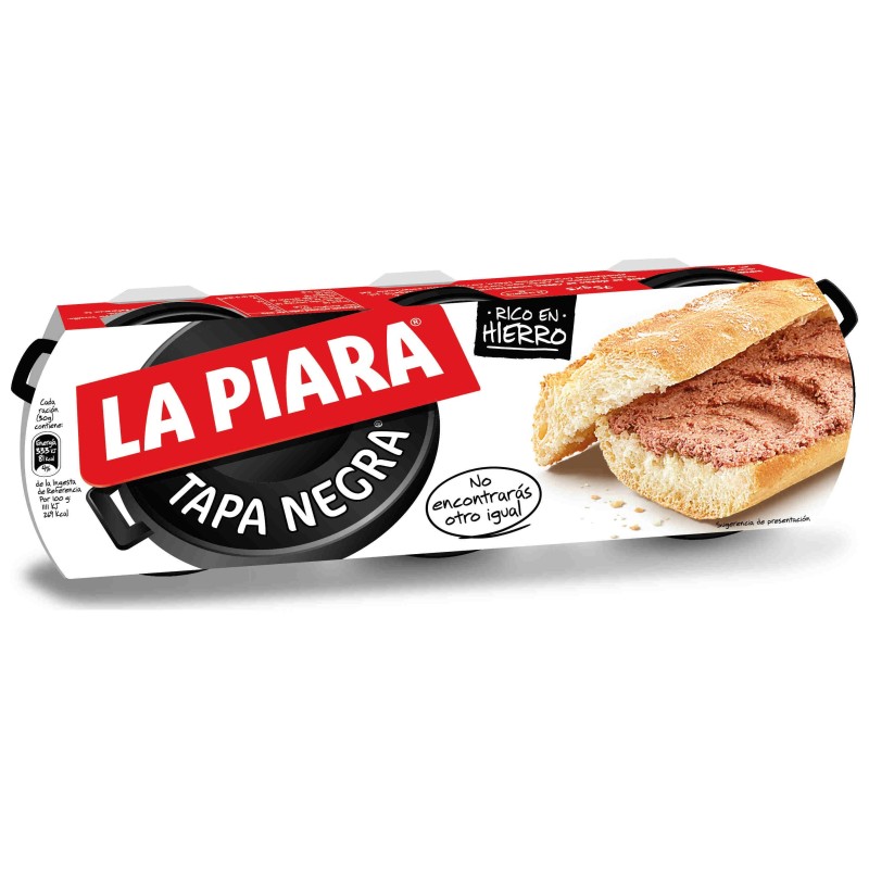 Paté La Piara tapa negra pack 3 x 75g